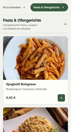 Originalaufnahme der OrderKick Demo-Bestellseite im Design Galerie: Speisekarte