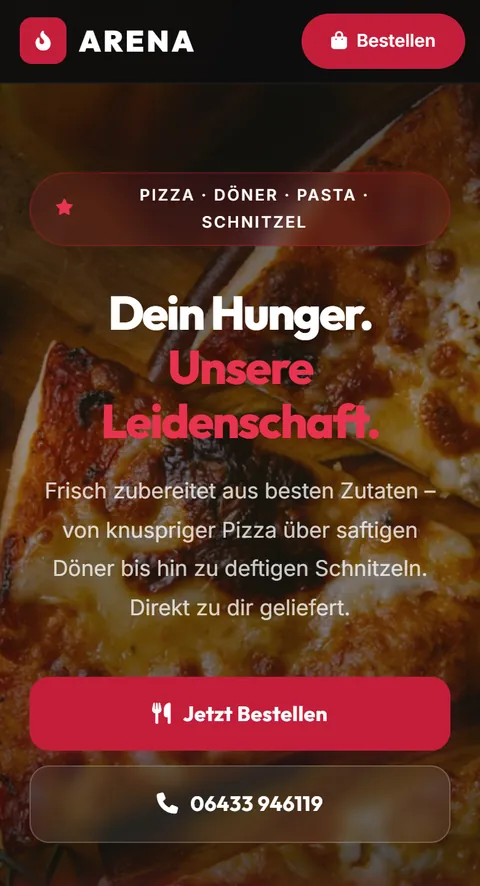 Website von Arena Hadamar in Hadamar auf dem Handy